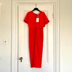 Ted Baker orange pencil dress with twist detail, size 1 (US 4)